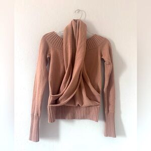 MAITRESE Stylish Tan Knit Pullover Scarf attached